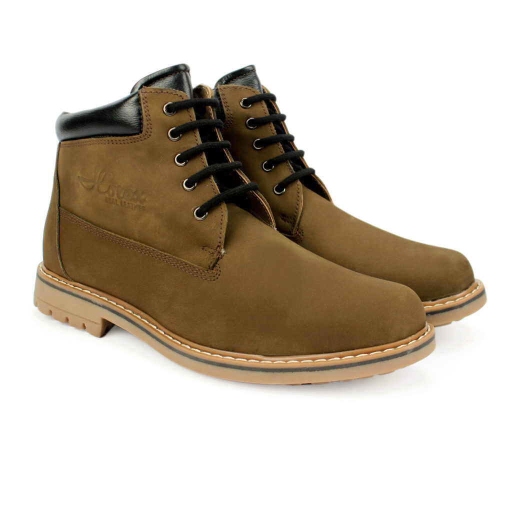 Article- V107 ( Olive green leather boots for men ) Nubuck - Horex.in
