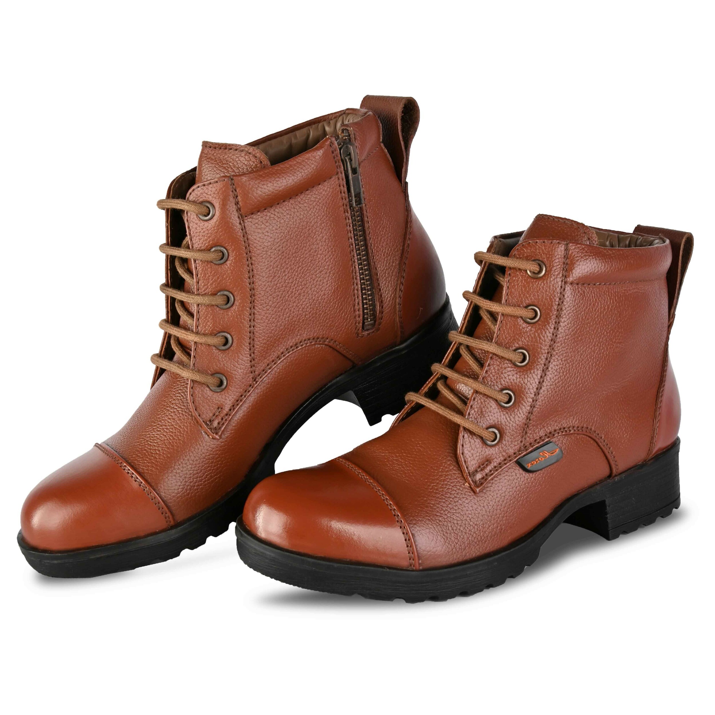 Ladies Police Boots Brown In Real Leather Police Shoes Horex®